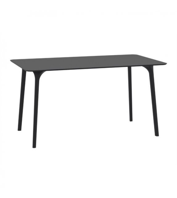 MAYLI - Table 140 cm plateau stratifié pour l'intérieur et l'extérieur - Noir