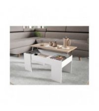 ARKHAM - Table basse avec plateau relevable - Blanc/bois