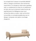BONNY - Canapé droit 3 places convertible en tissu pieds bois clair - Jaune