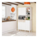 FOCUI - Buffet de cuisine 5 portes et 1 tiroir L108 x H186 cm - Blanc-chêne motif